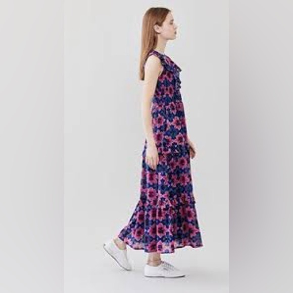 Banjanan Iris Dress in Shibori Clamp Dye Blueprint - Picture 2 of 16